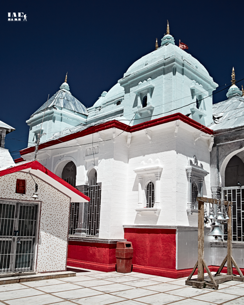 Side view of Gangotri Temple in the Garhwal Himalayas, Uttarakhand